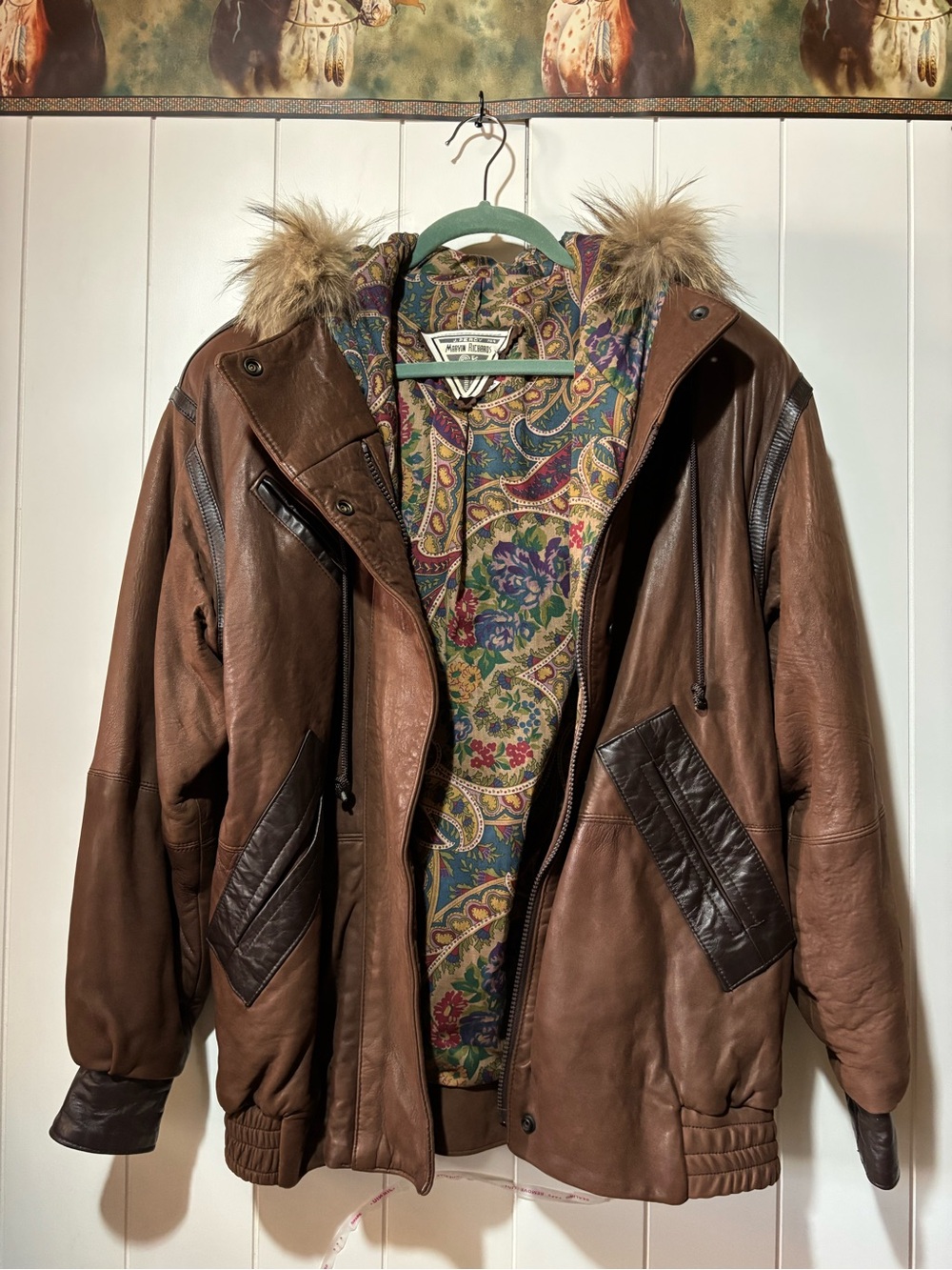 Marvin Richards- Brown Leather Hooded Jacket